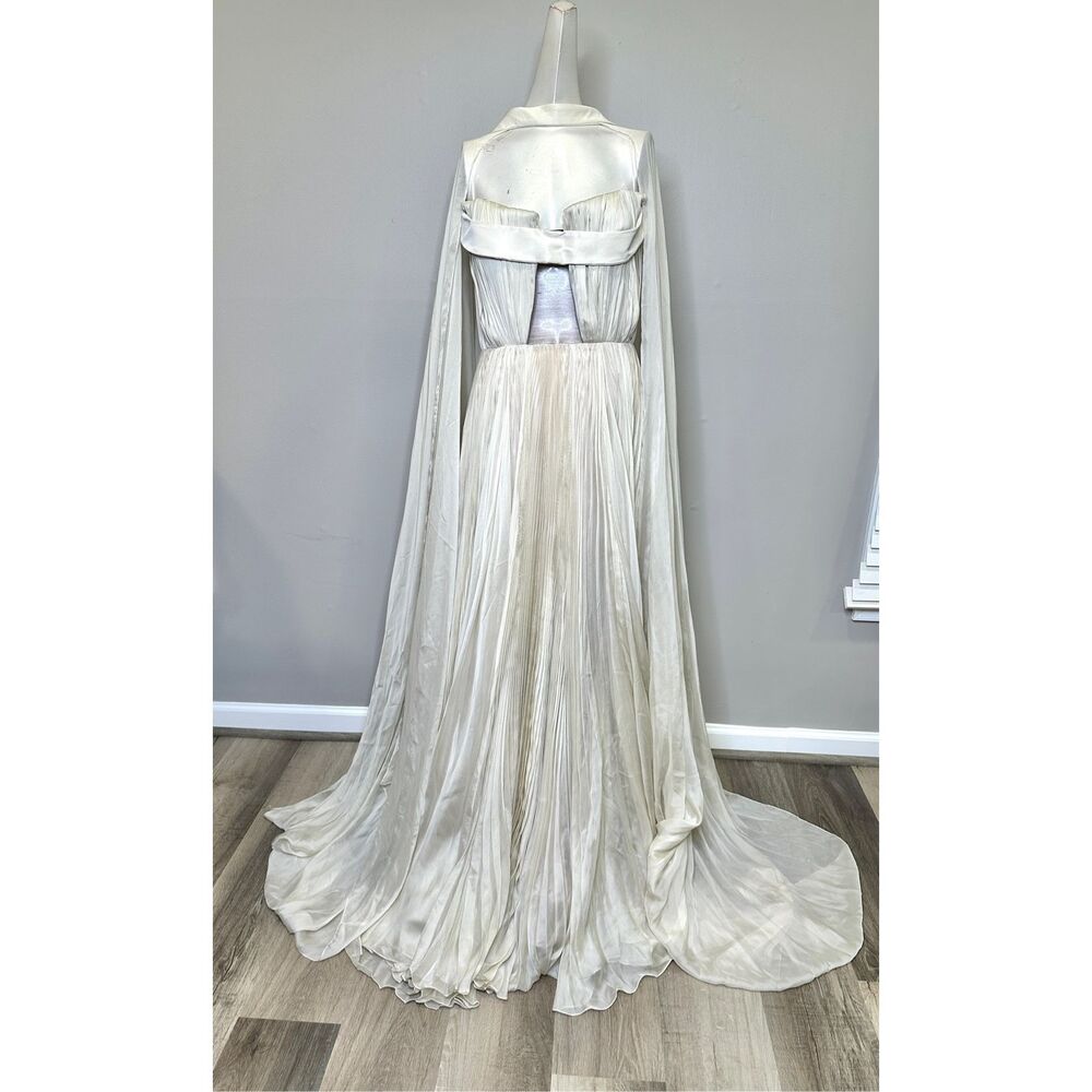 BIBHU MOHAPATRA Pleated Silk Chiffon Strapless Gown with Cape Detail US8 $9015 - Picture 4 of 16